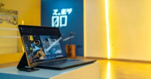 パソコンとスマートフォンが置いてある部屋